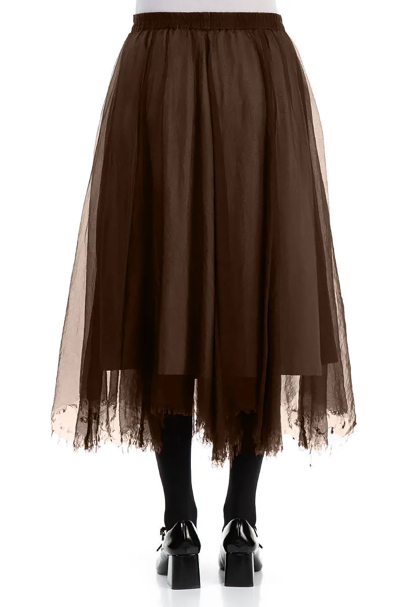 party look Monochrome Outfit Flowy Aged Copper Silk Chiffon Skirt