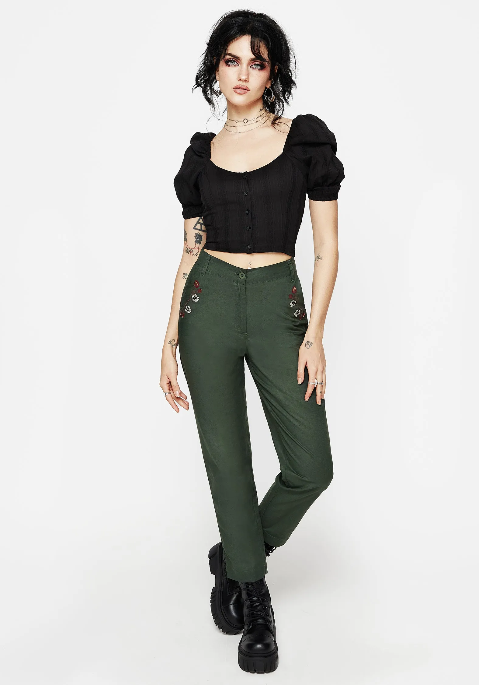 Whisper Embroidered Linen-Blend Tapered Trousers Layered Style RecycledPolyester