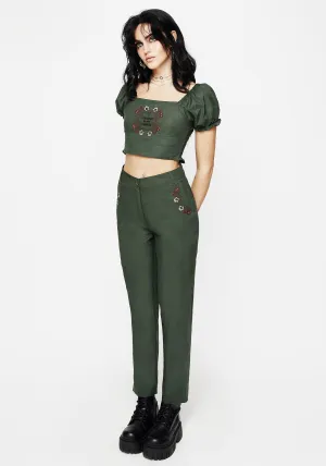 Whisper Embroidered Linen-Blend Tapered Trousers Chic Design Wear