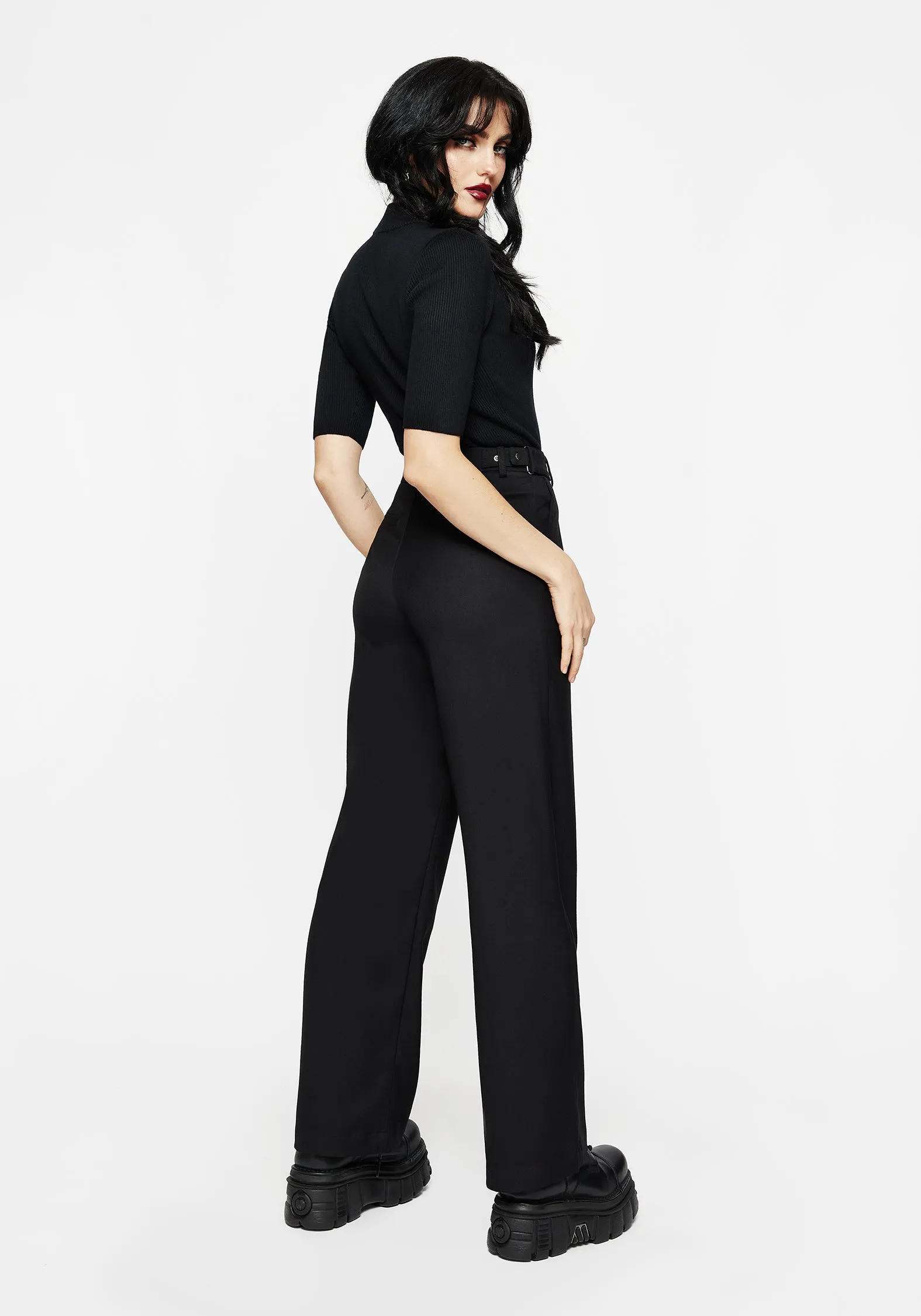 Porcia Wide Leg Tailored Trousers Ripstop Reinforcement Durable Seams