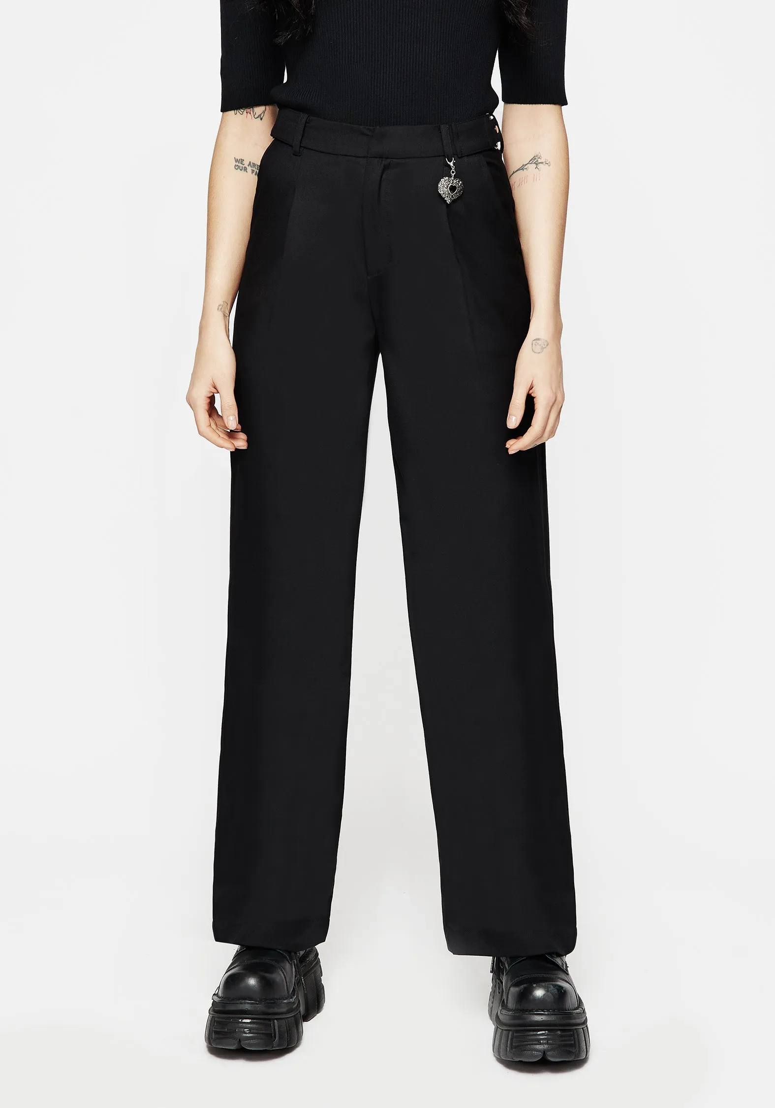 Porcia Wide Leg Tailored Trousers SturdyBeltLoops QuickReleaseFastenings