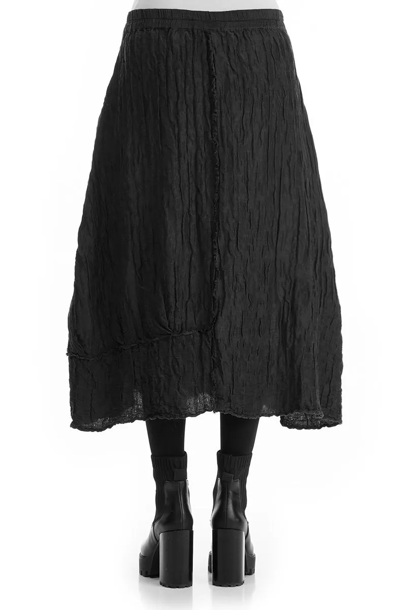 Crinkled Black Silk Linen Skirt Travel Ease Tropical theme