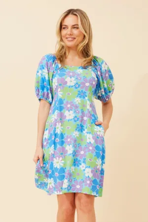 BIBI FLORAL LINEN BLEND DRESS SmoothGripFastenings