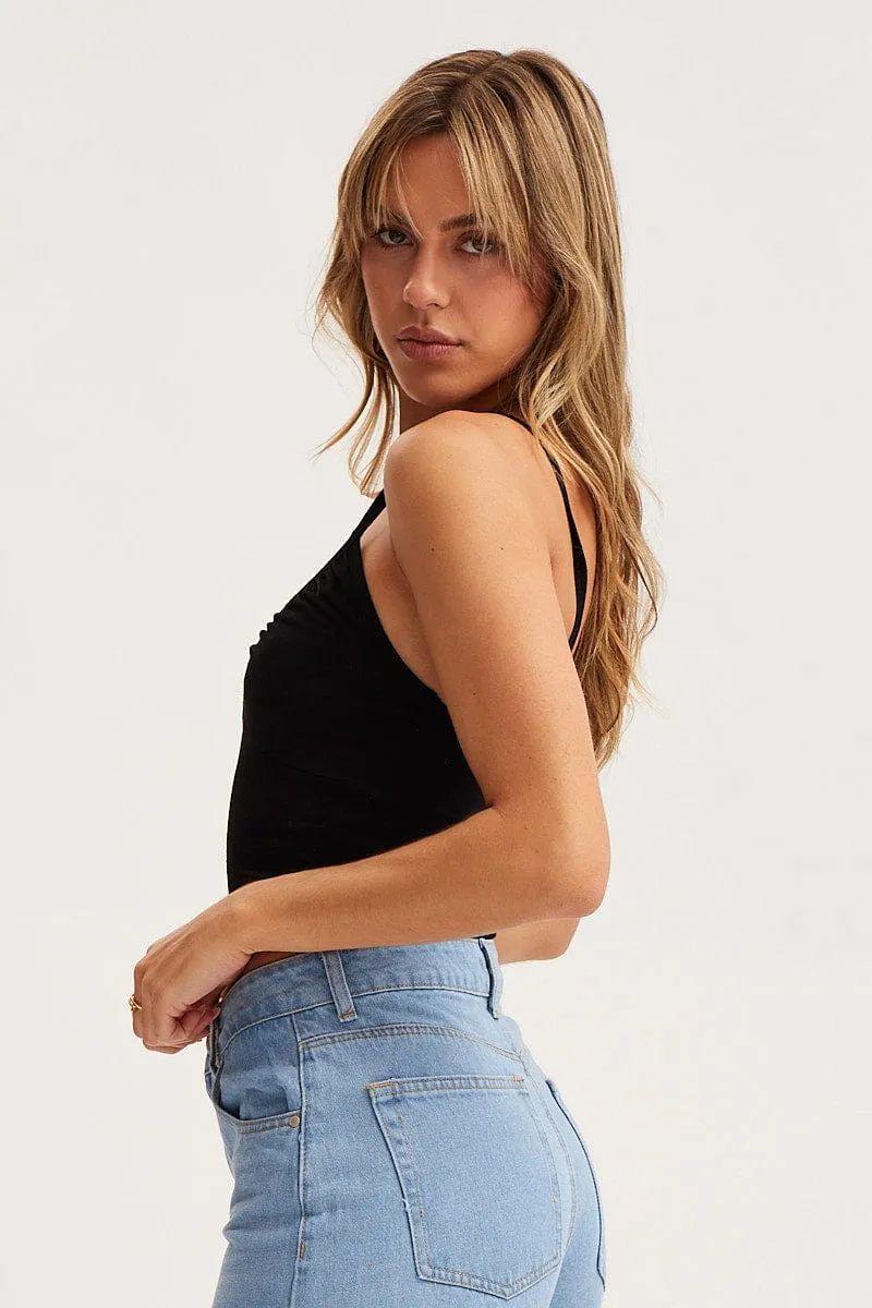 DurableCoverstitch Black Singlet Crop Top
