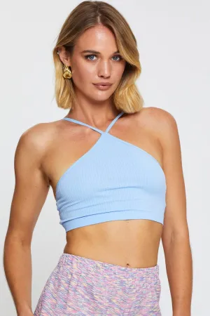 Outdoor Activity Sophisticated Style Blue Crop Top Seamless
