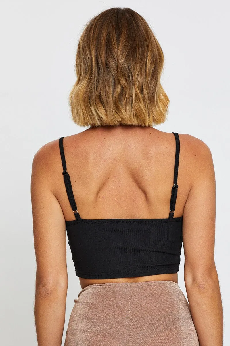 Cozy Vibe QuickReleaseFastenings Black Crop Top