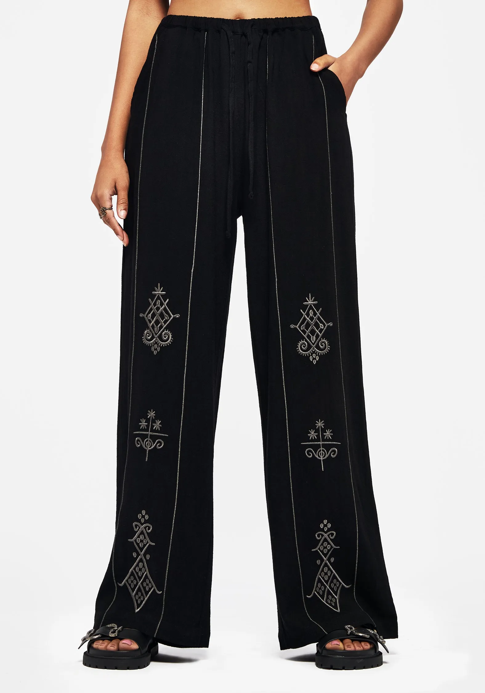 Breathable Wearable Erasable Logo Patch Merrymount Embroidered Wide Leg Trouser