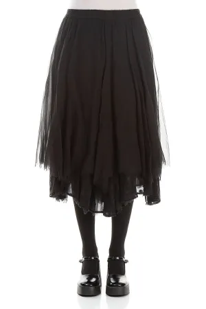 tech fabric Flared Black Silk Chiffon Skirt