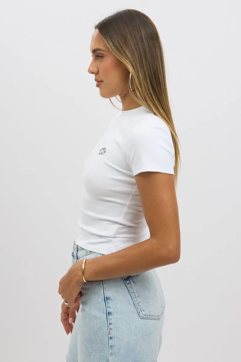 Anti Static Treatment Relaxed Torso Fit White Graphic Tee Short Sleeve