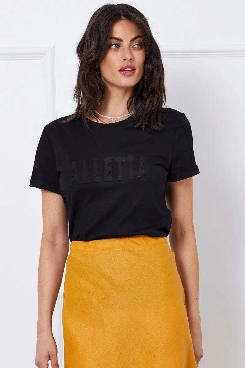 Aura Core Black Graphic T Shirt Short Sleeve Crew Neck