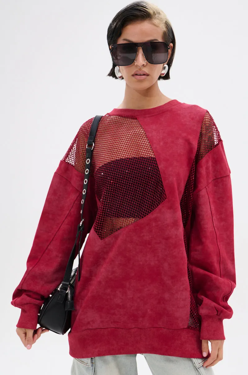 OPEN FOR BUSINESS SWEATSHIRT IN BURGUNDY Pockets product glove protection