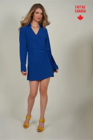 Casual chic style Tear Resistant Weave Robe short avec manches longues - GLADIS - (R-B1)