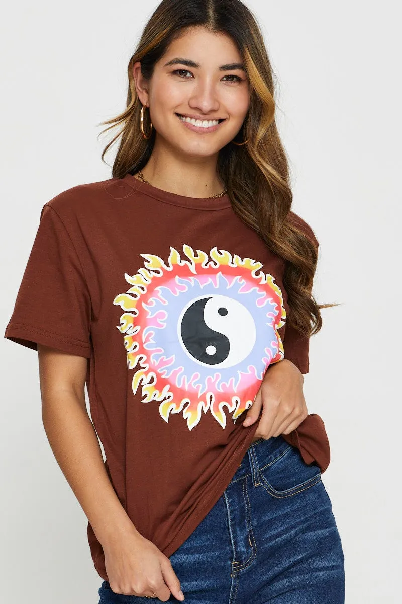 Green Soul Brown Yin Yang T-Shirt