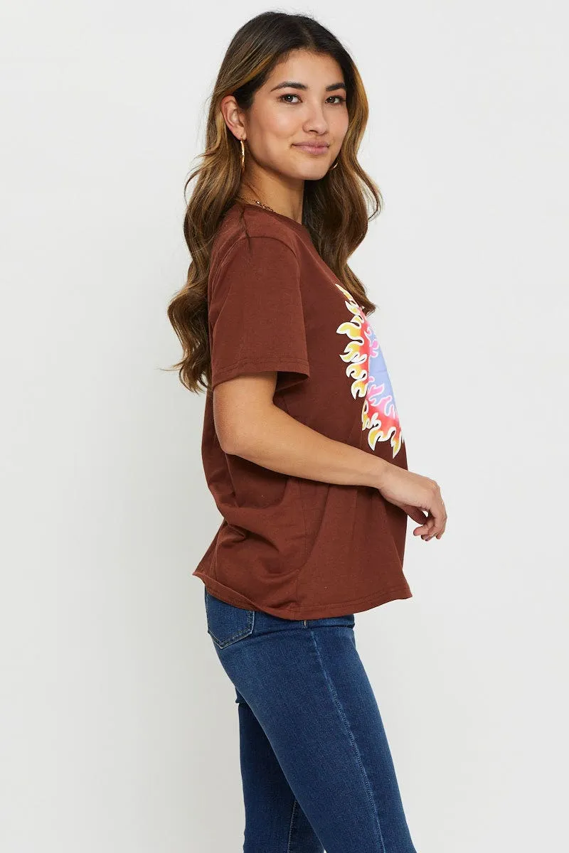 SlipResistantHem Brown Yin Yang T-Shirt