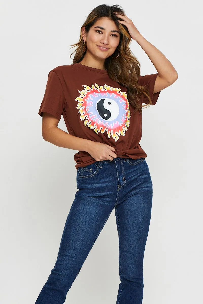 Brown Yin Yang T-Shirt Future Glow