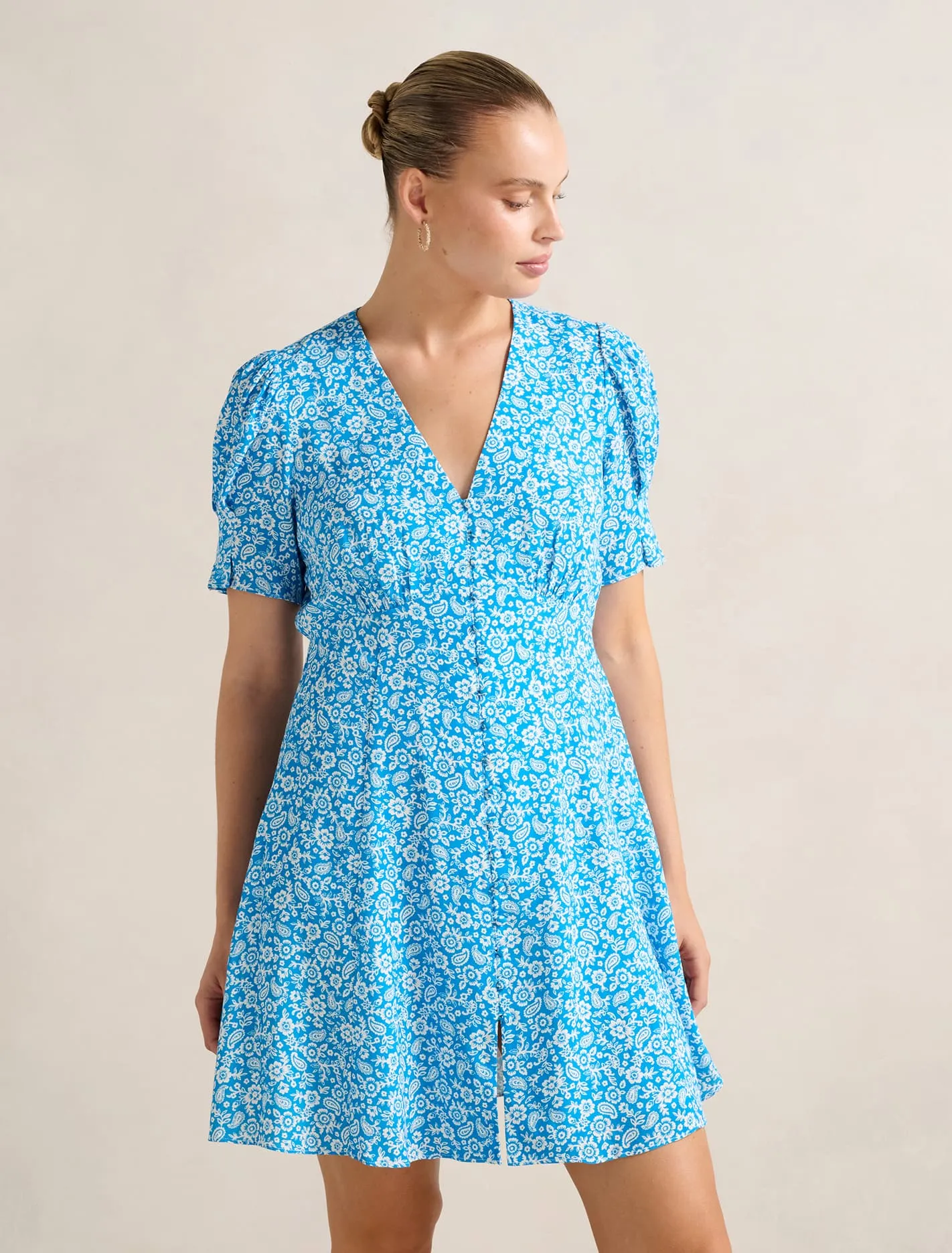 Saffron Printed Mini Sun Dress Smart Casual Sassy Pop