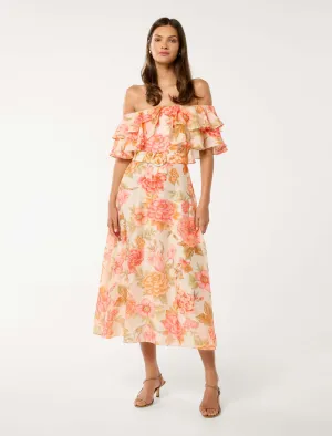 Jemima Ruffle Midi Dress Comfy Smart Sophisticated Design