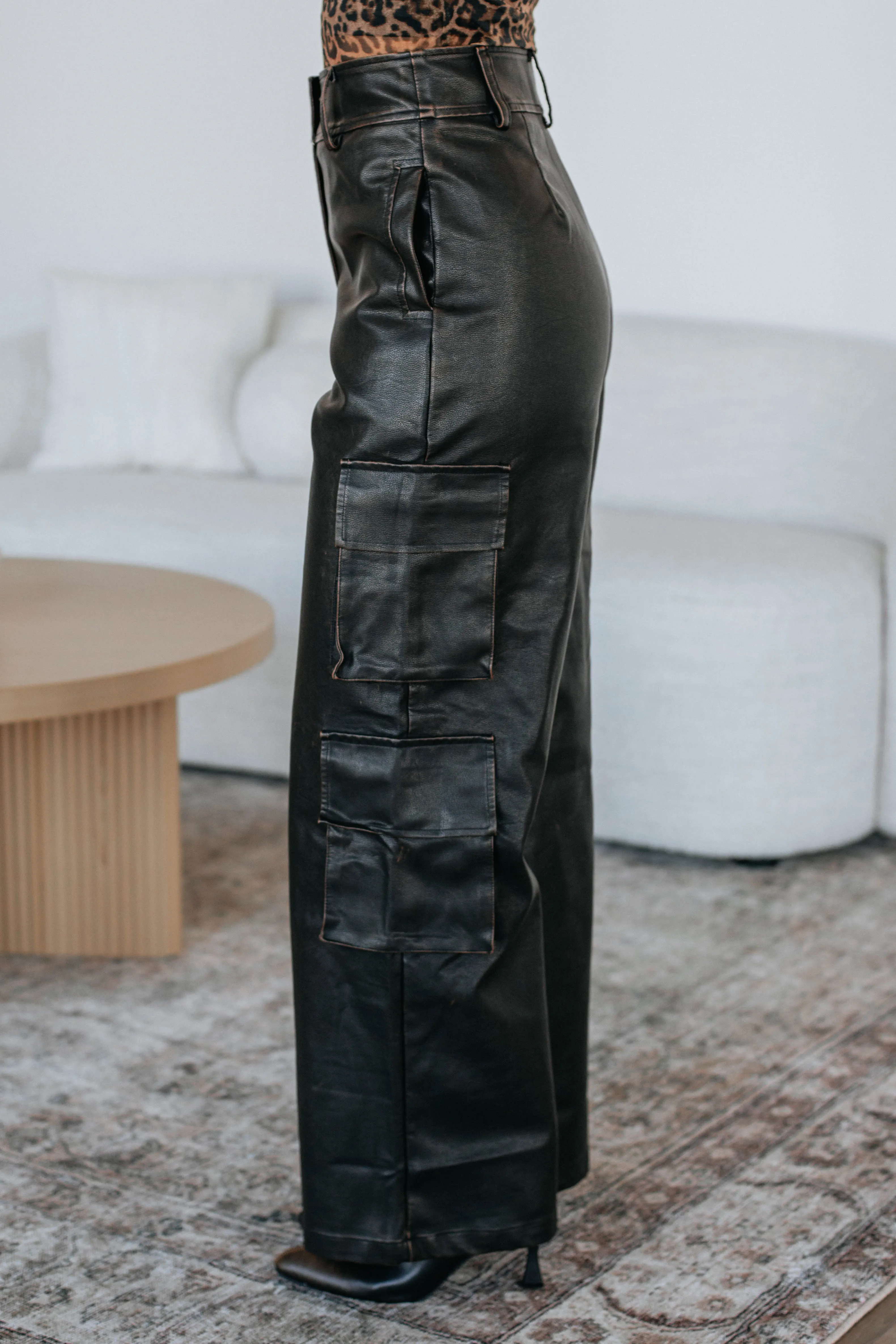 Suki Cargo Leather Pants Seasonless wear