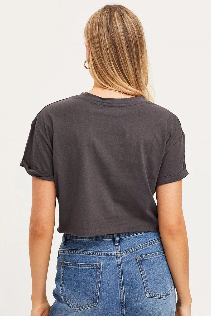 Beauty Glow Black Graphic T Shirt Short Sleeve