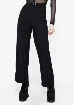 Laser cut Enyo Belt Detail Stripe Wide Leg Trouser