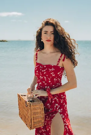 Lorraine Dress - Red Floral Net Fit Active Gear