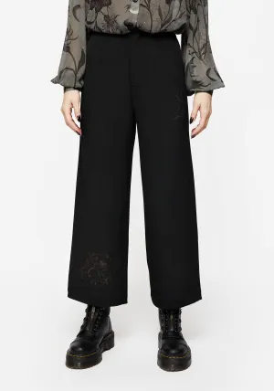 Amalthea Embroidered Tailored Wide Leg Trousers Travel Ready Fit