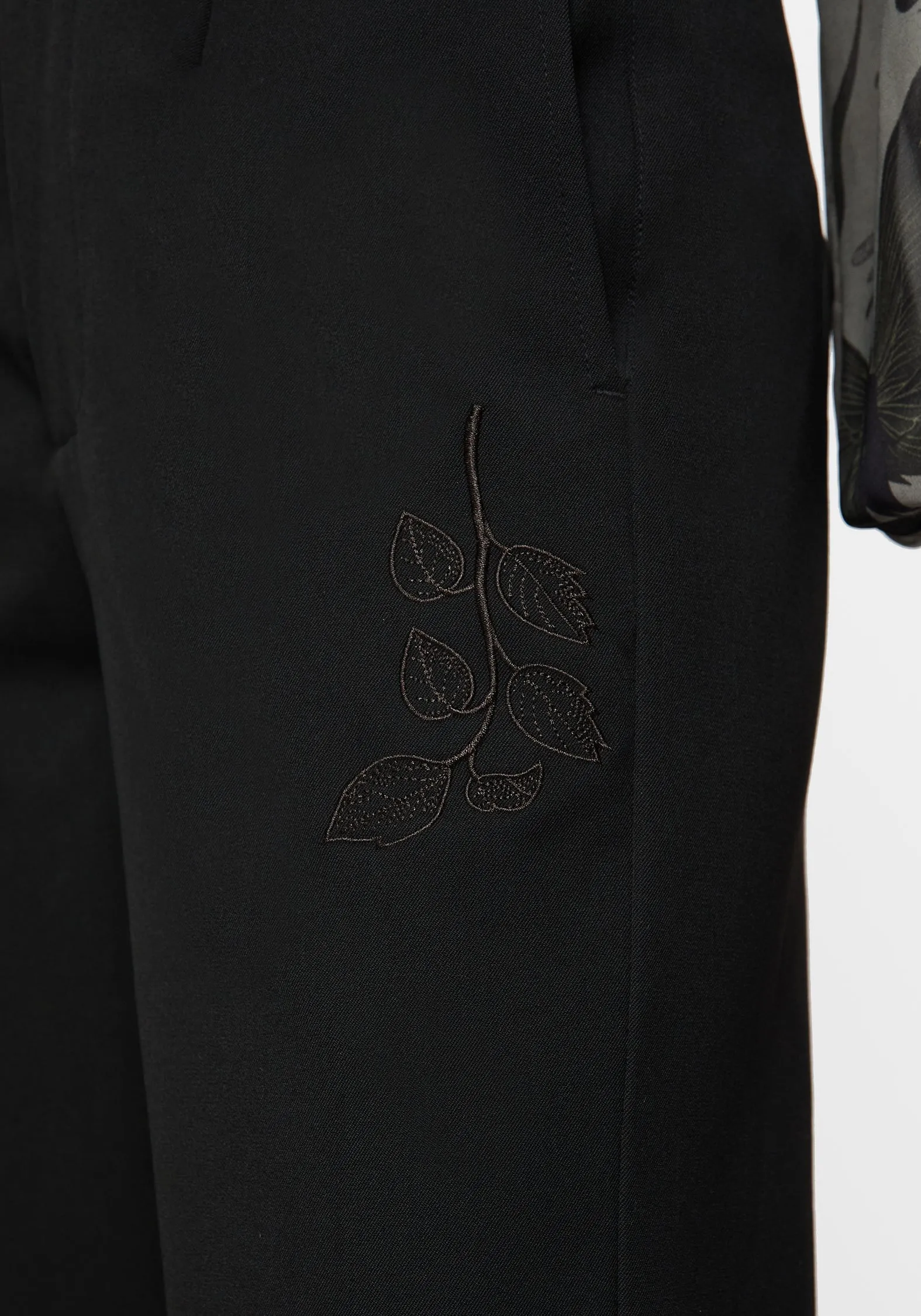 FlexibleKneePanels Amalthea Embroidered Tailored Wide Leg Trousers