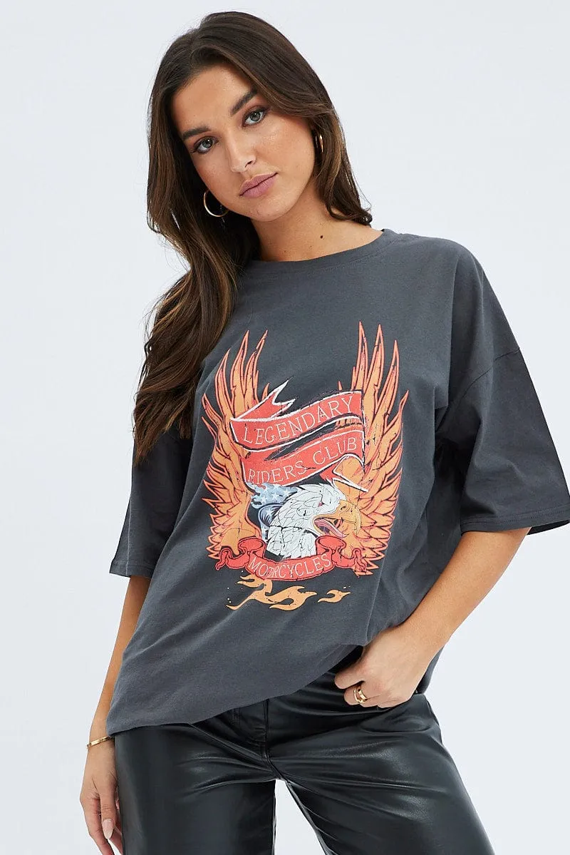 Solid color purity Light Layer Grey Tee Short Sleeve Graphic Print
