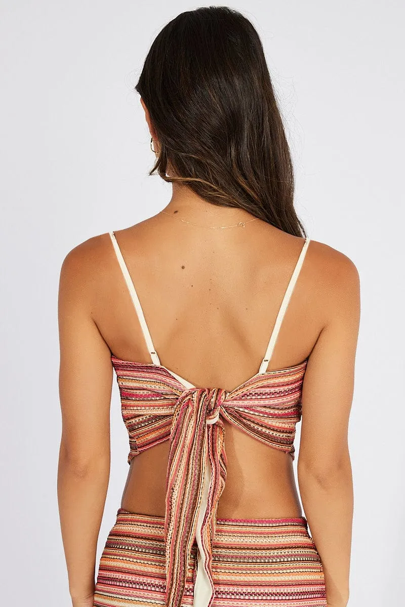 Multi Stripe Scarf Cami Top Singlet Suede Mood Warm Pants