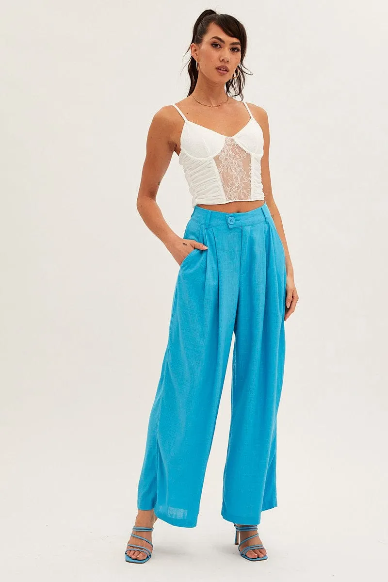 White Singlet Sleeveless Sweetheart Crop Lace Hypoallergenic Fibers