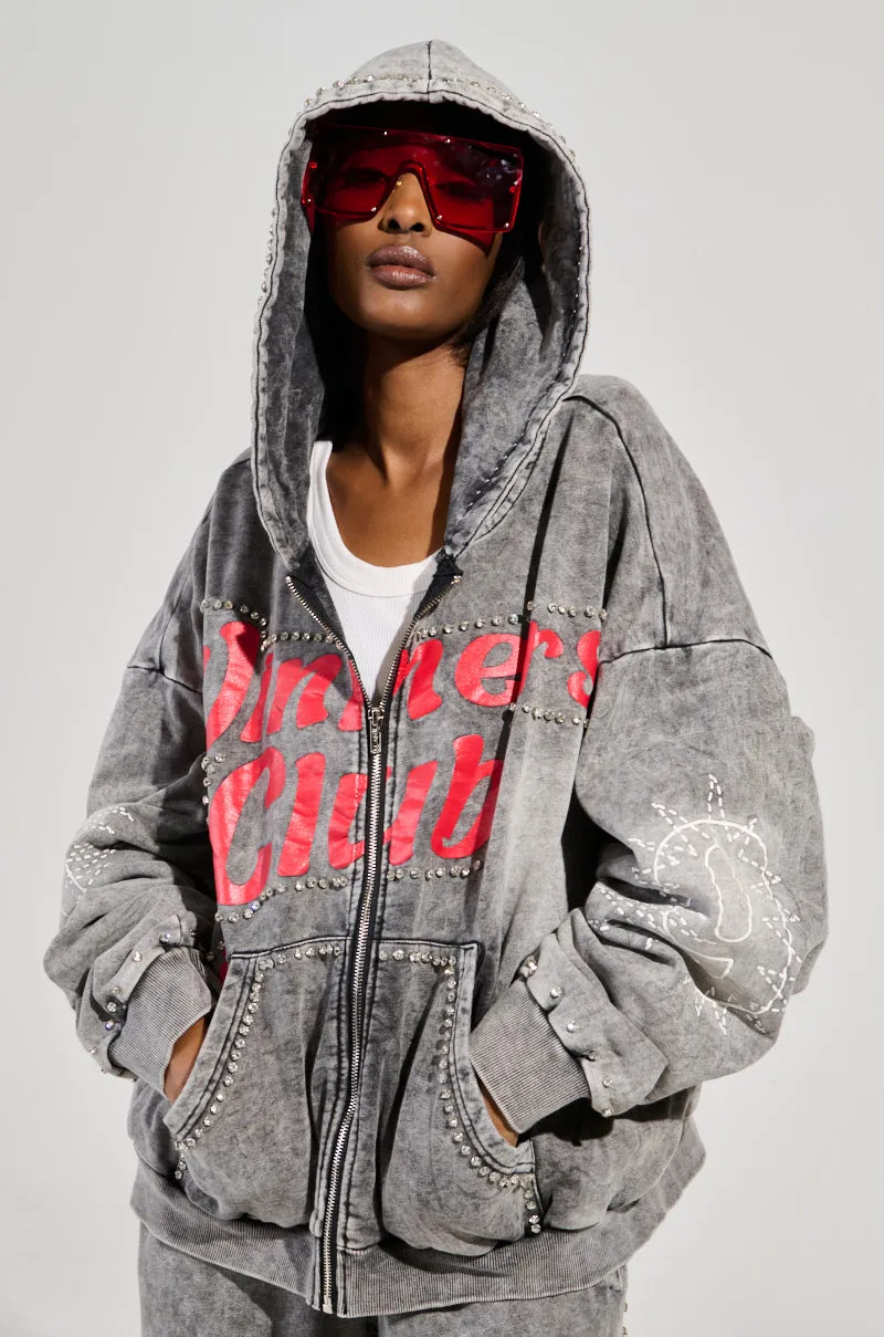 WINNERS CLUB ZIP UP SWEATSHIRT fade resistance Everyday Look