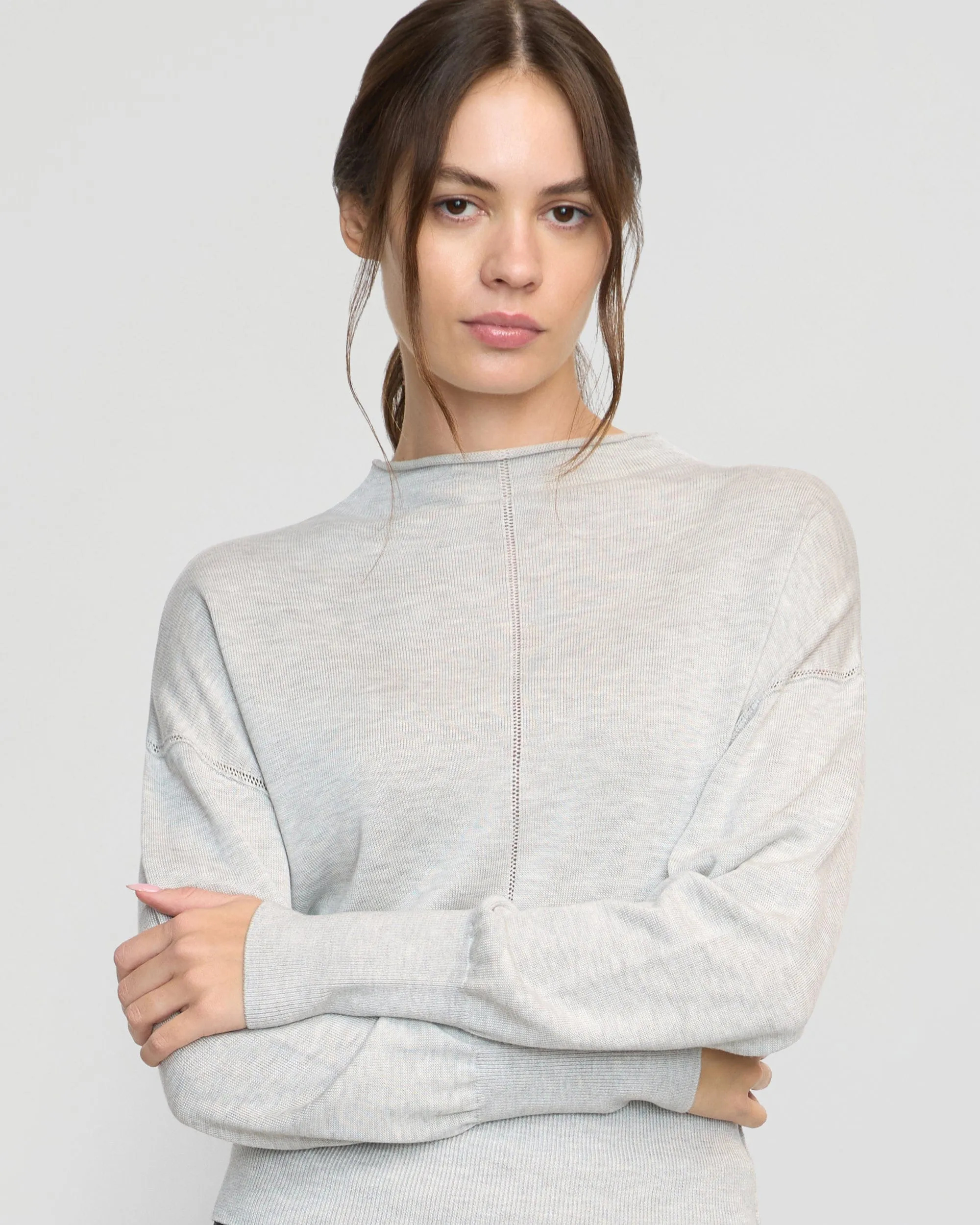 Casual Comfort Layer Jillian Pointelle Tencel-Wool Sweater