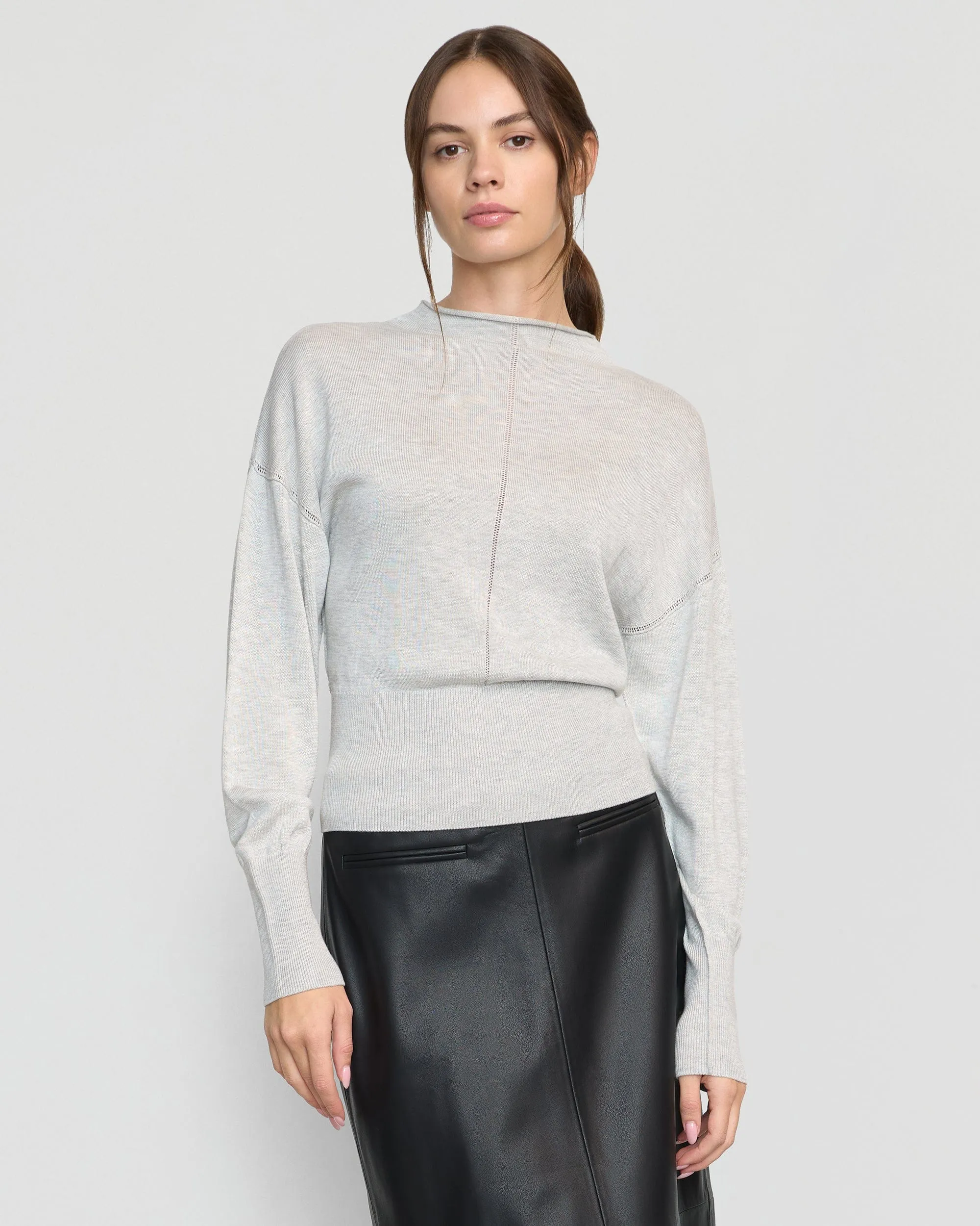 Soft Layer Jillian Pointelle Tencel-Wool Sweater