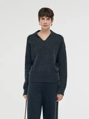 All Day Comfort Fit Wool Blend Lapel Women Sweater
