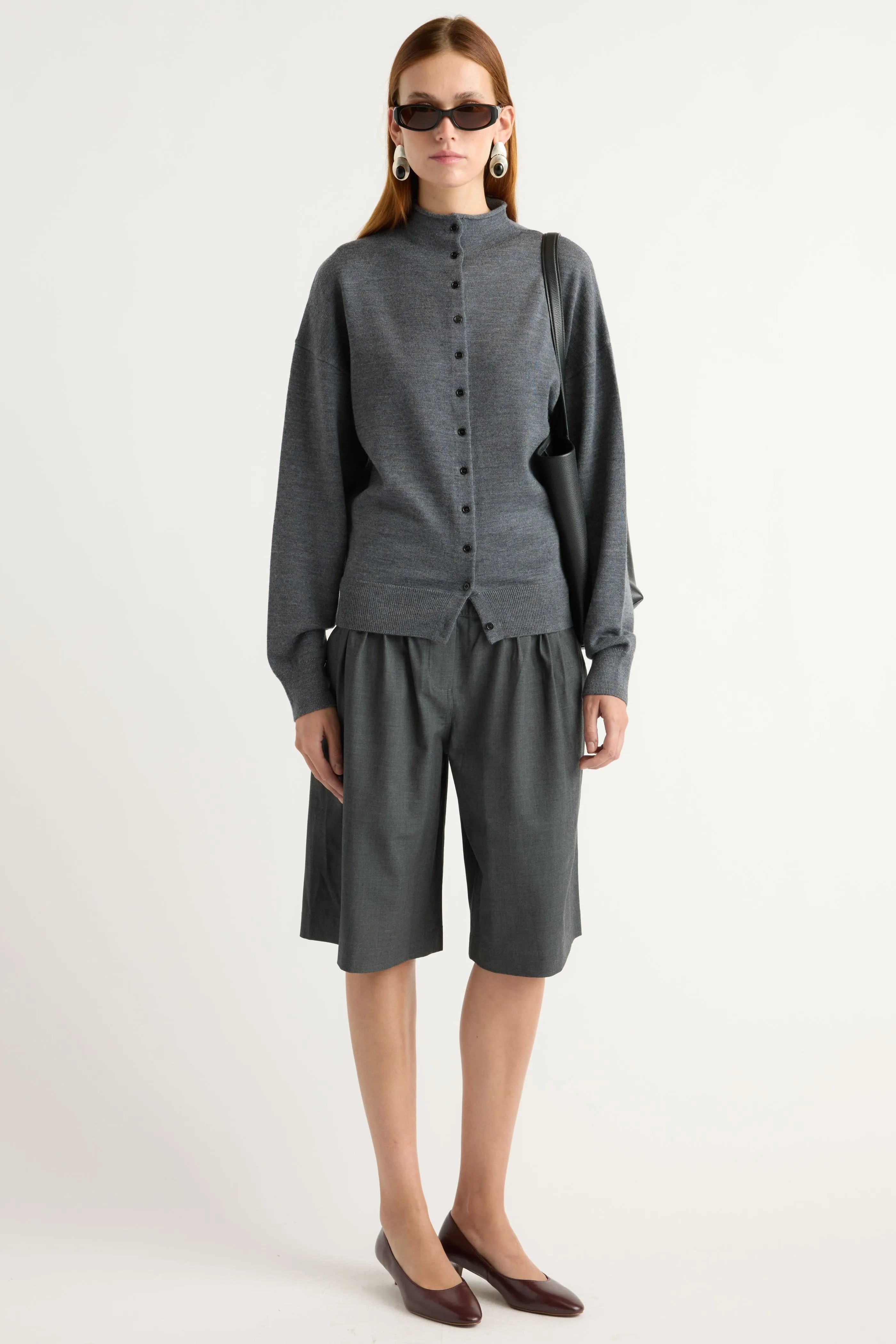 Eco Conscious Processing Charlee Lightweight Wool Button Cardigan