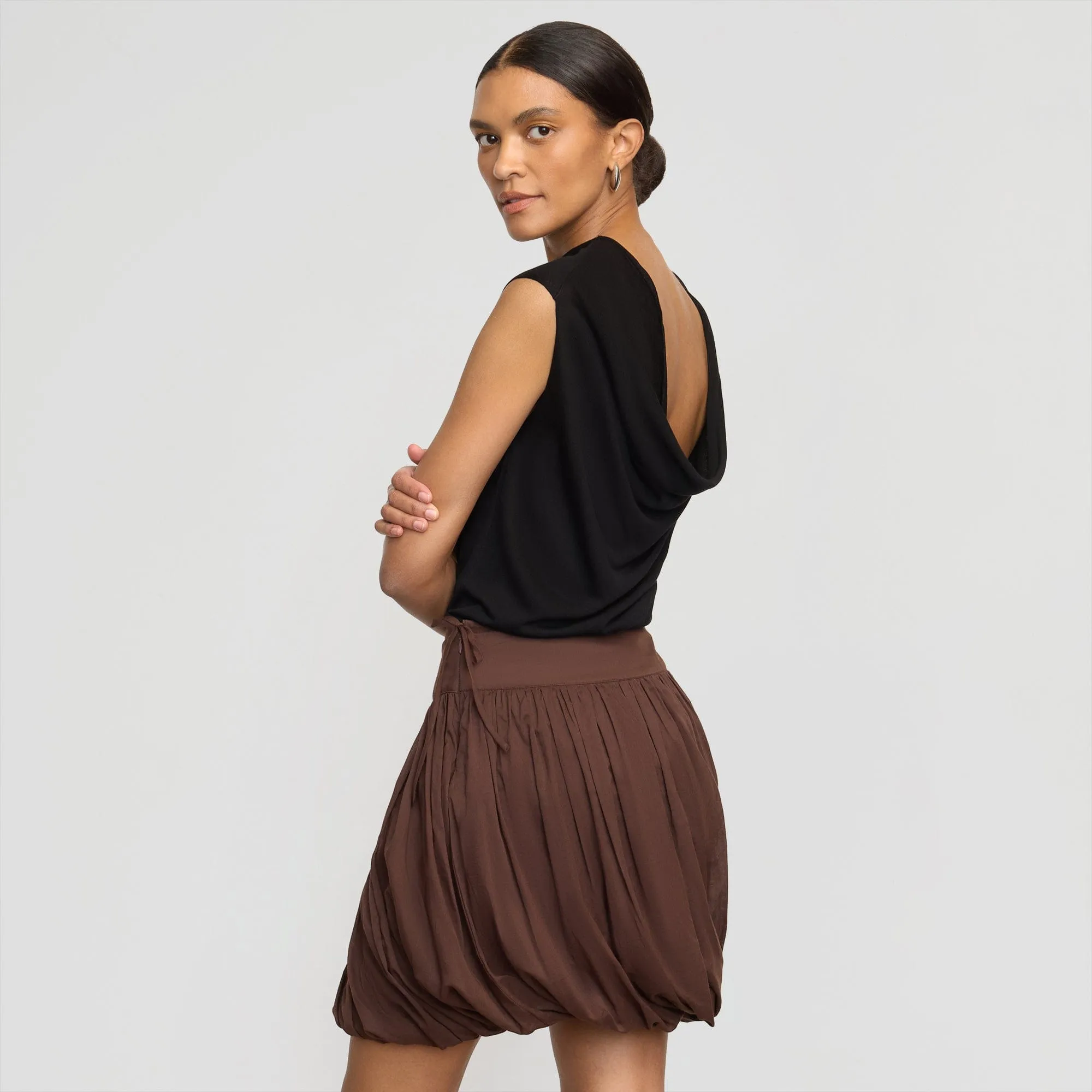 Casual Wear Vallo Semi-Sheer Cowl-Back Knit Blouse