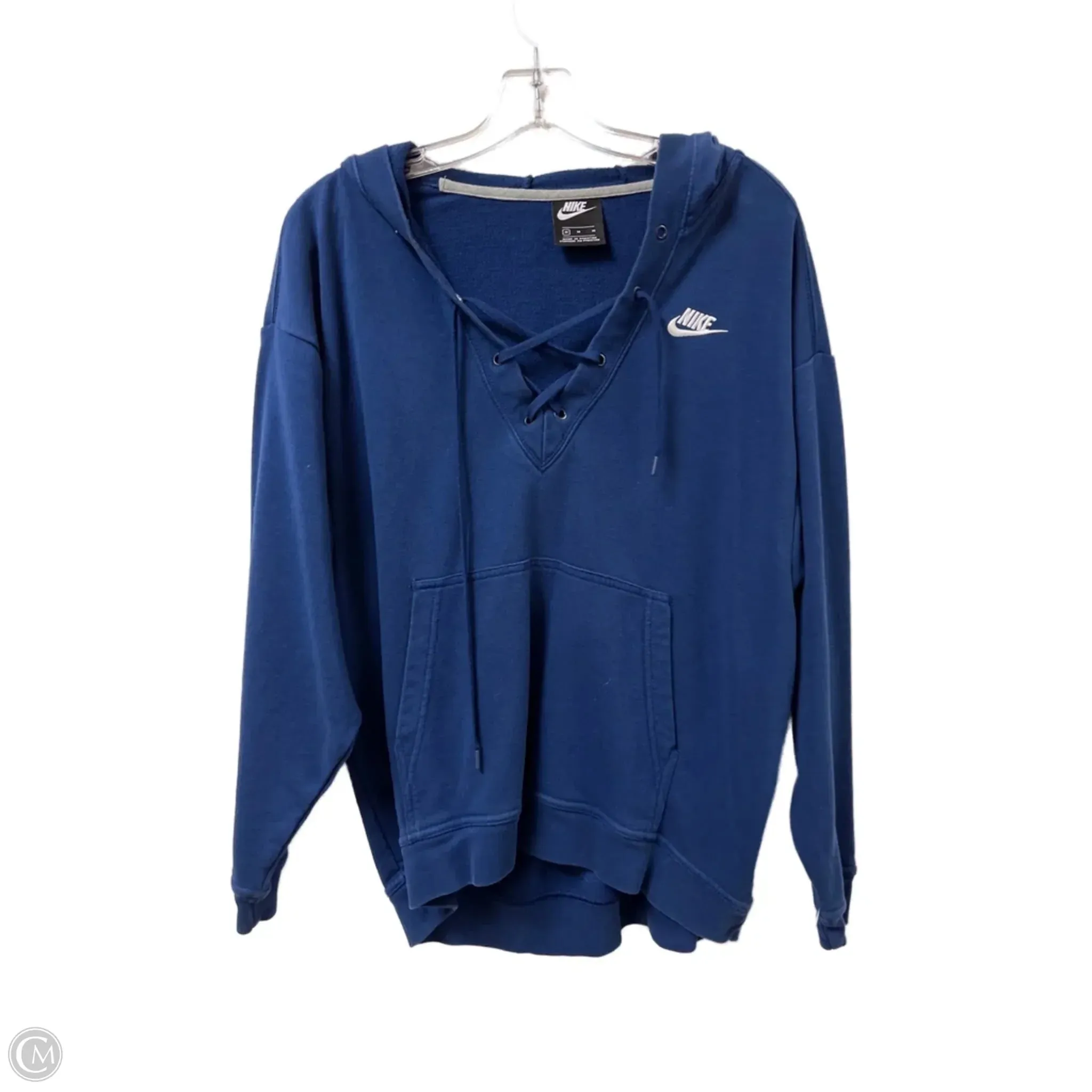 Compression Fit Calm Ease Athletic Sweatshirt Hoodie By Nike In Blue, Size: M