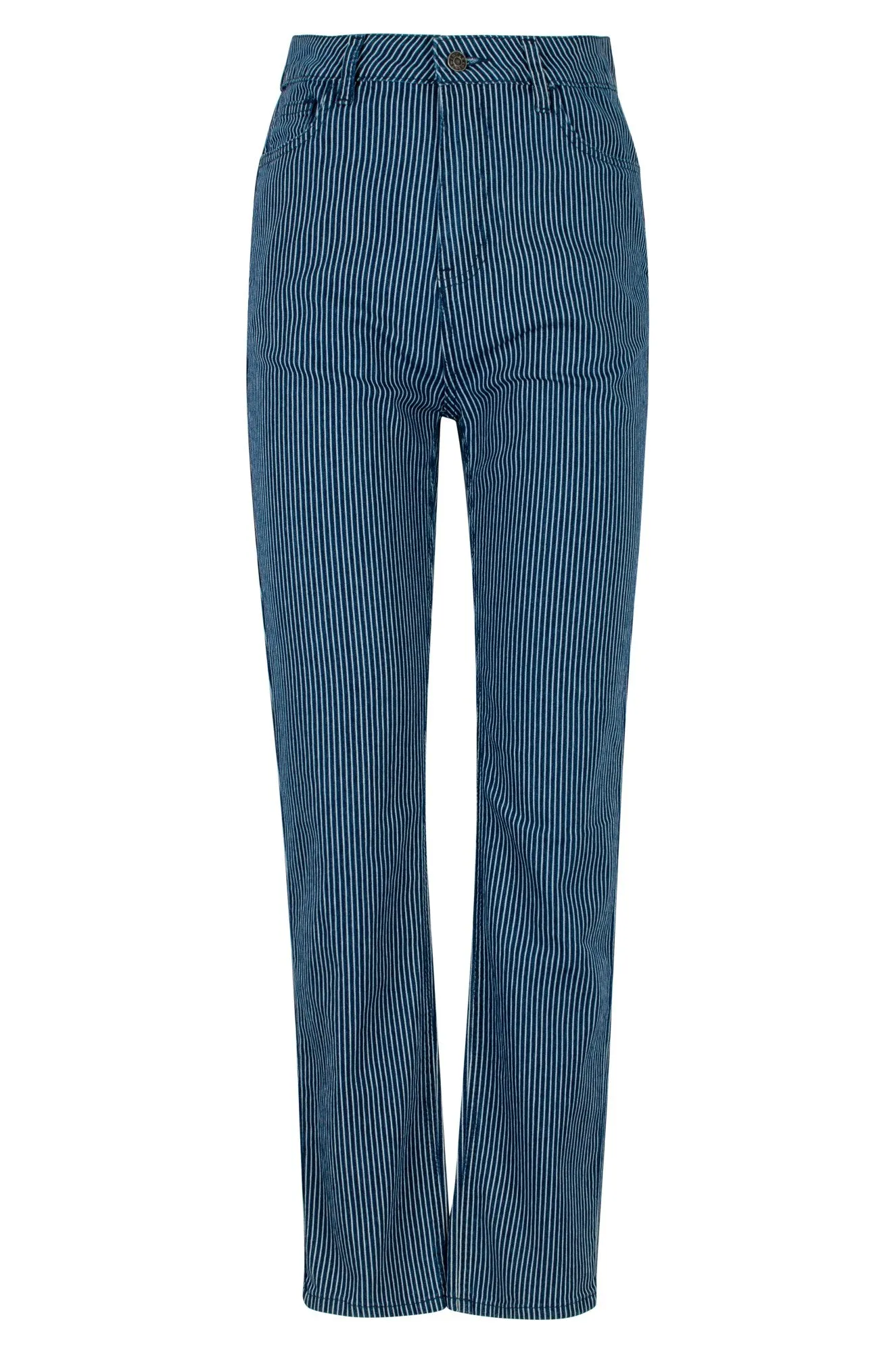 Stripe Denim Regular Jeans | Indigo Sky Stripe | 6892B1 Soft Date Night Street Fashion Quick Dry Weave Technology