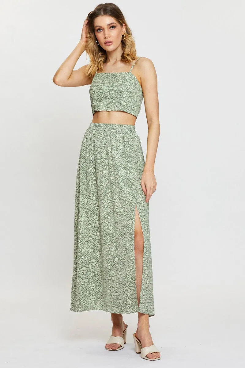Geo Print Crop Top Sleeveless Tie Up Sheer Glow Luxury Core