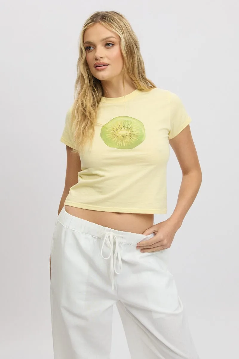 Yellow Graphic Tee Short Sleeve Airflow Ventilation System