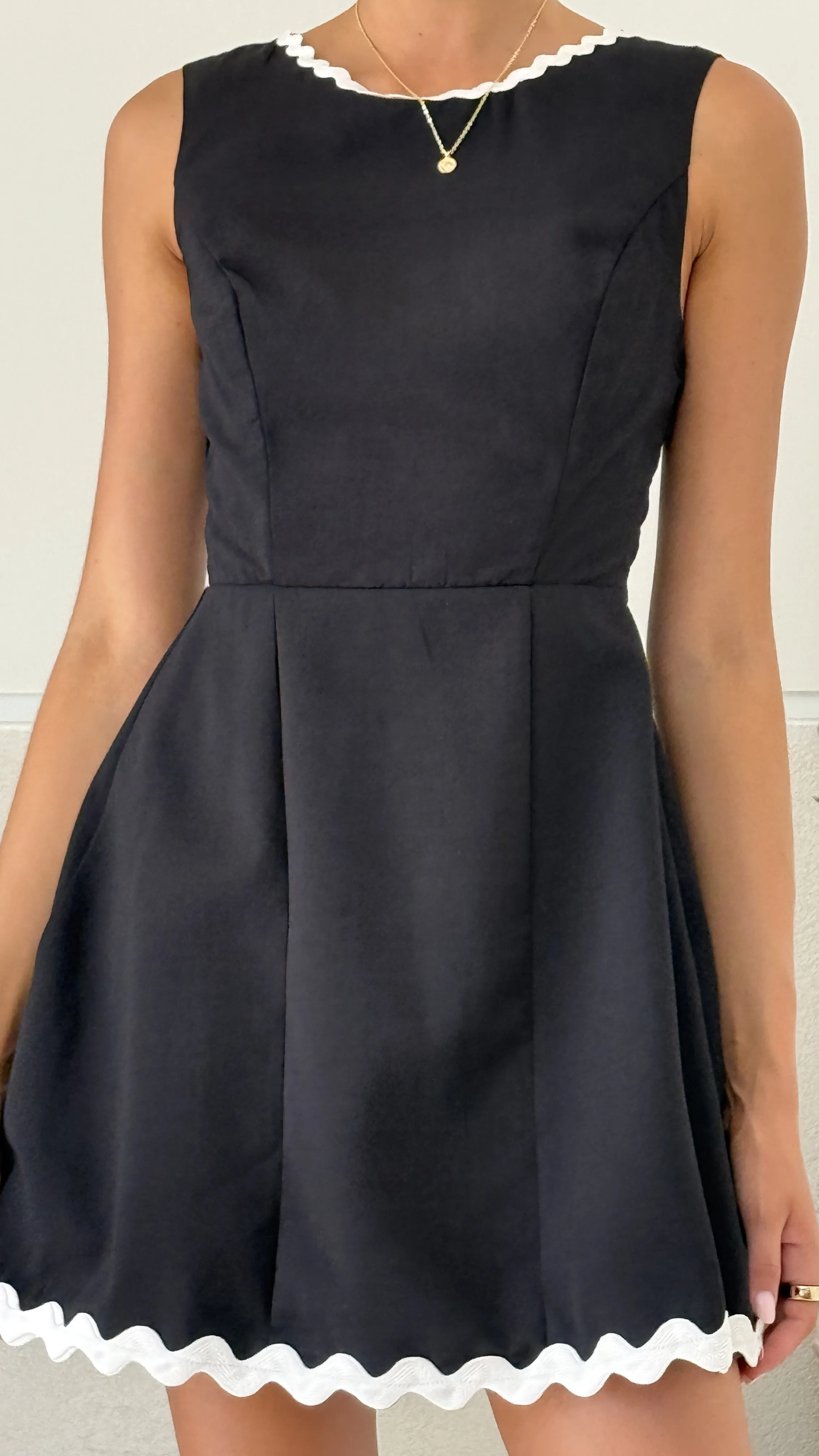 Aceline Mini Dress - Black/White Fresh Vibe Trendy Wear