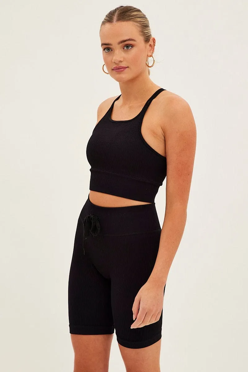 Black Biker Shorts Activewear High Rise Seamless Comfortable Wear education industry