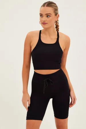 School Uniform Daily Fit Black Biker Shorts Activewear High Rise Seamless
