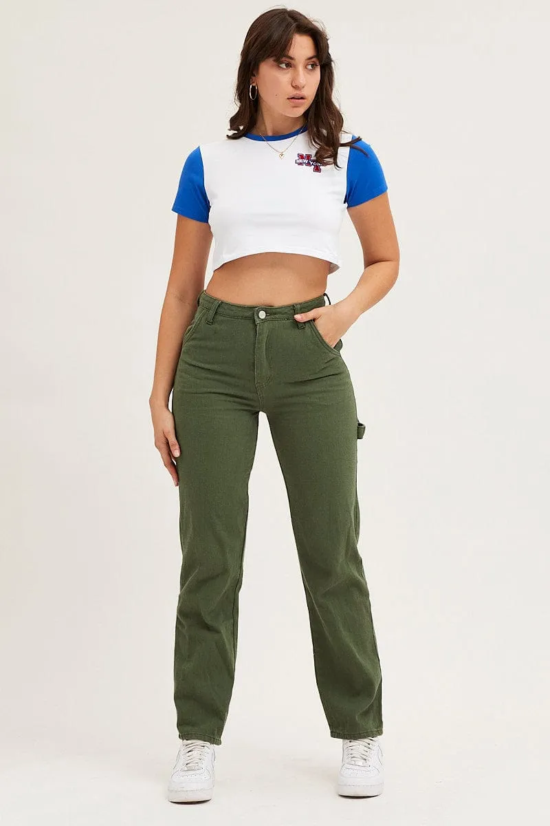 Blue Varsity Baby Tee TemperatureControl Fabric Chic Vibe