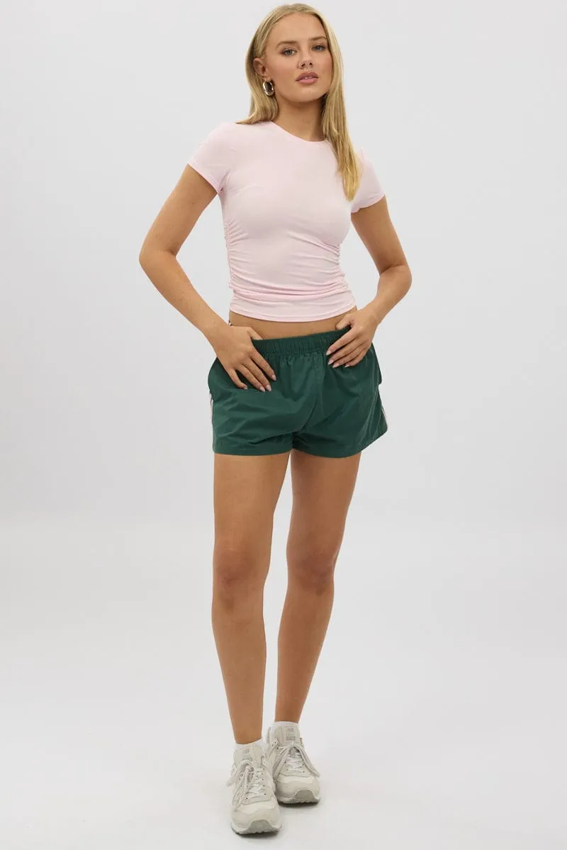 Bootcut style Green Track Shorts Side Stripe