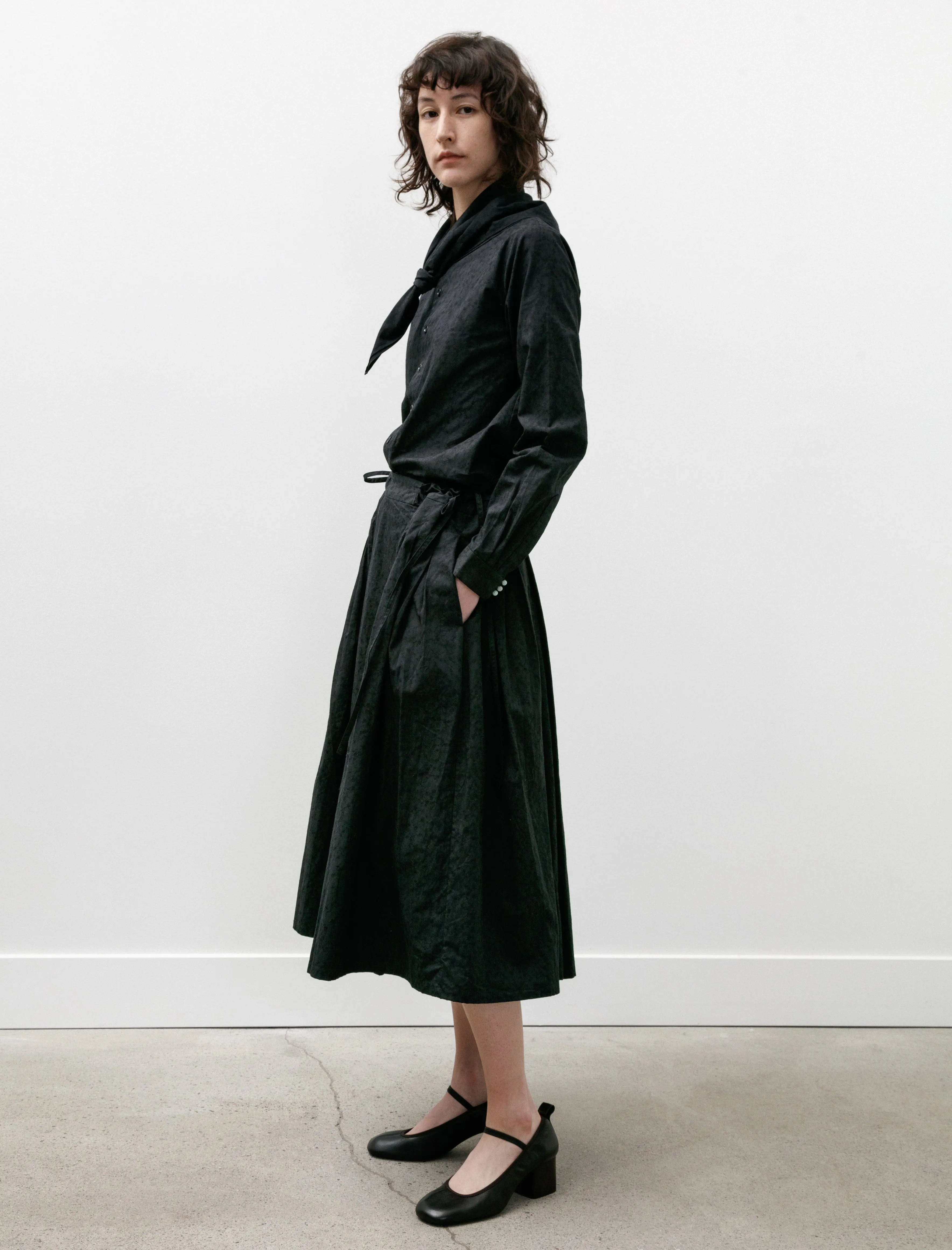 Jacquard Drawstring Skirt Obsidian Craftsmanship Focus