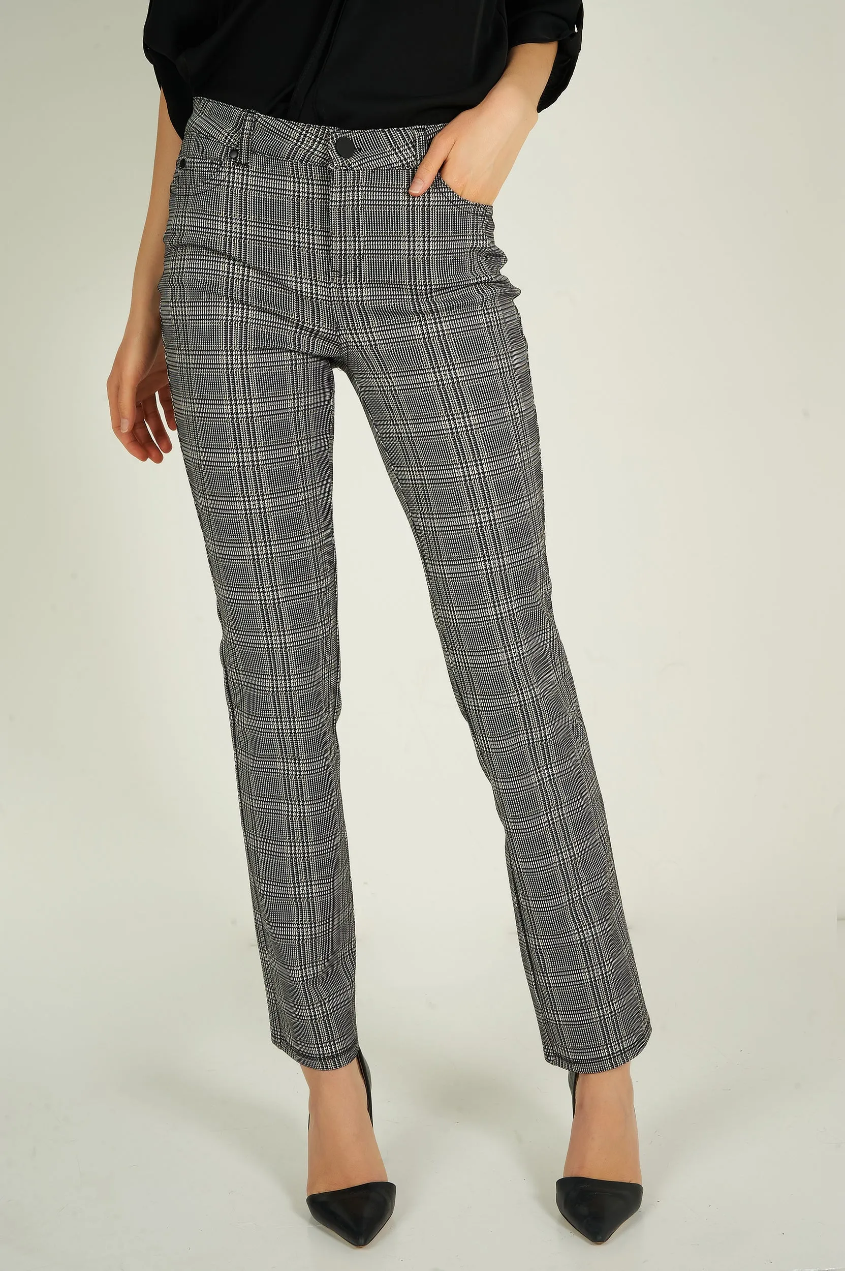 Pantalon ?? carreaux - DARLI-Y1 - (E-C9) Shape Retention Back pockets