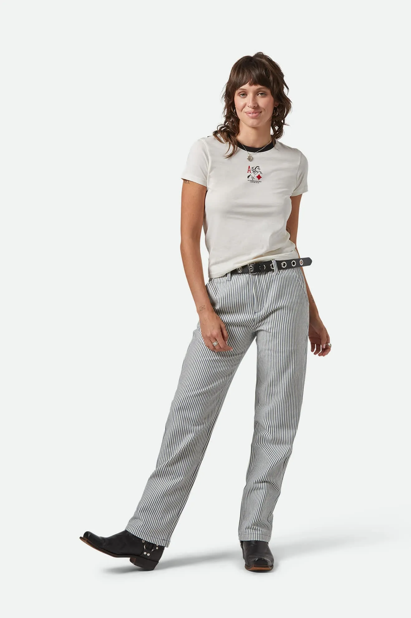 Side Pockets Long Use Bedford Pant - Azure Blue Pinstripe