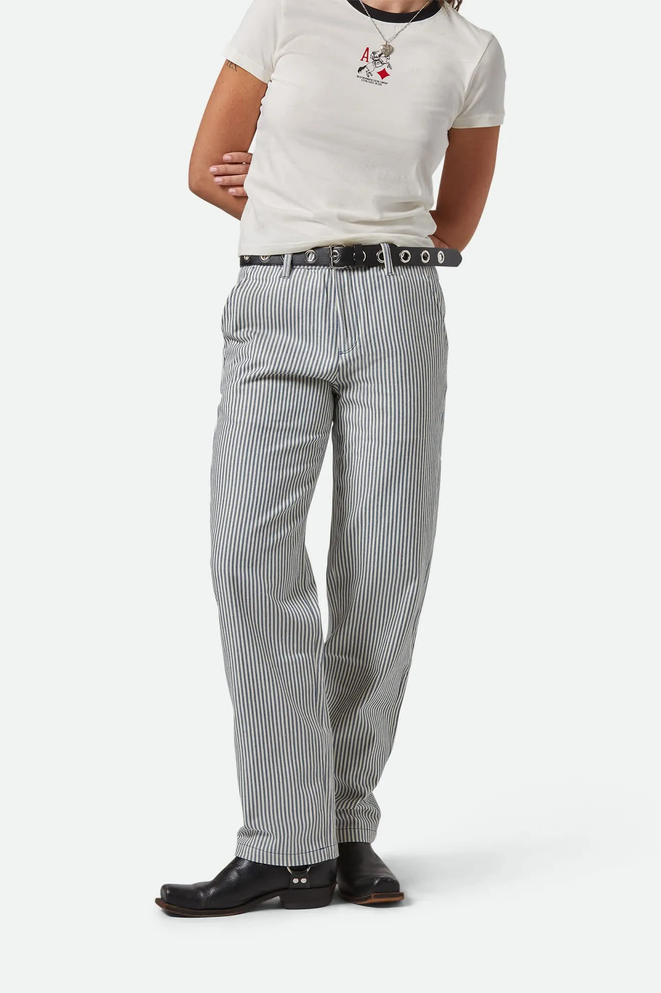 Side Pockets Bedford Pant - Azure Blue Pinstripe