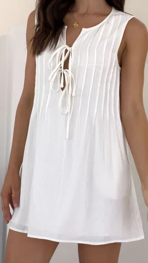 Roll Up Sleeve Adaptation Show Pop Sahara Mini Dress - White (Petite)